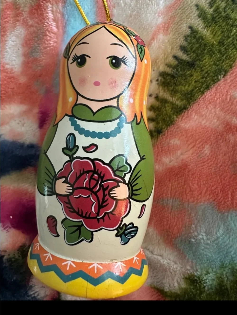 Hand-Painted Matryoshka Doll Ornaments - Blue & White with Floral Motifs